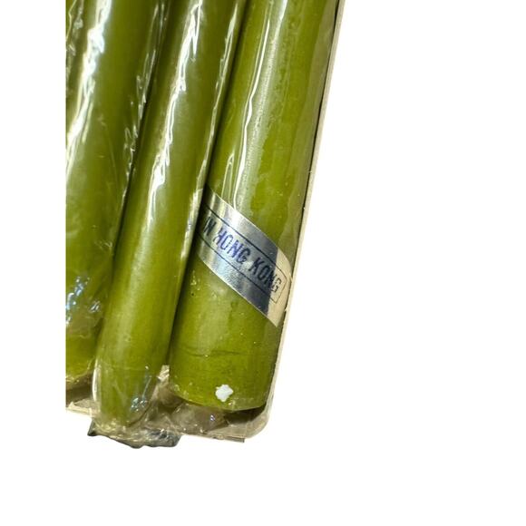 MCM Green Tapered Candles (12) NEW VTG 12” Holiday Christmas Cottage Cabin Read - Picture 4 of 6